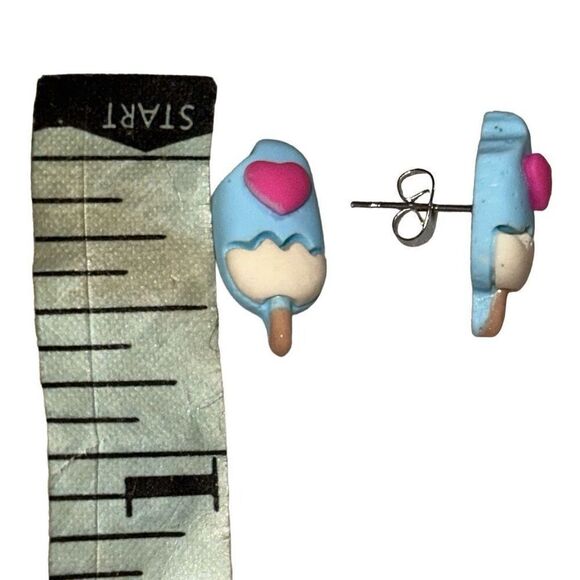 "NEW" Blue & Pink Popsicle Ice Cream Pierced Stud Earrings - Picture 6 of 6